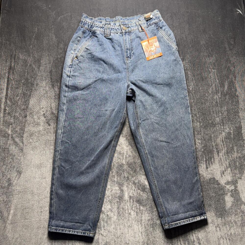 One 5 One High Rise Paperbag Jeans Womens L Blue Relaxed Tapered Leg Denim